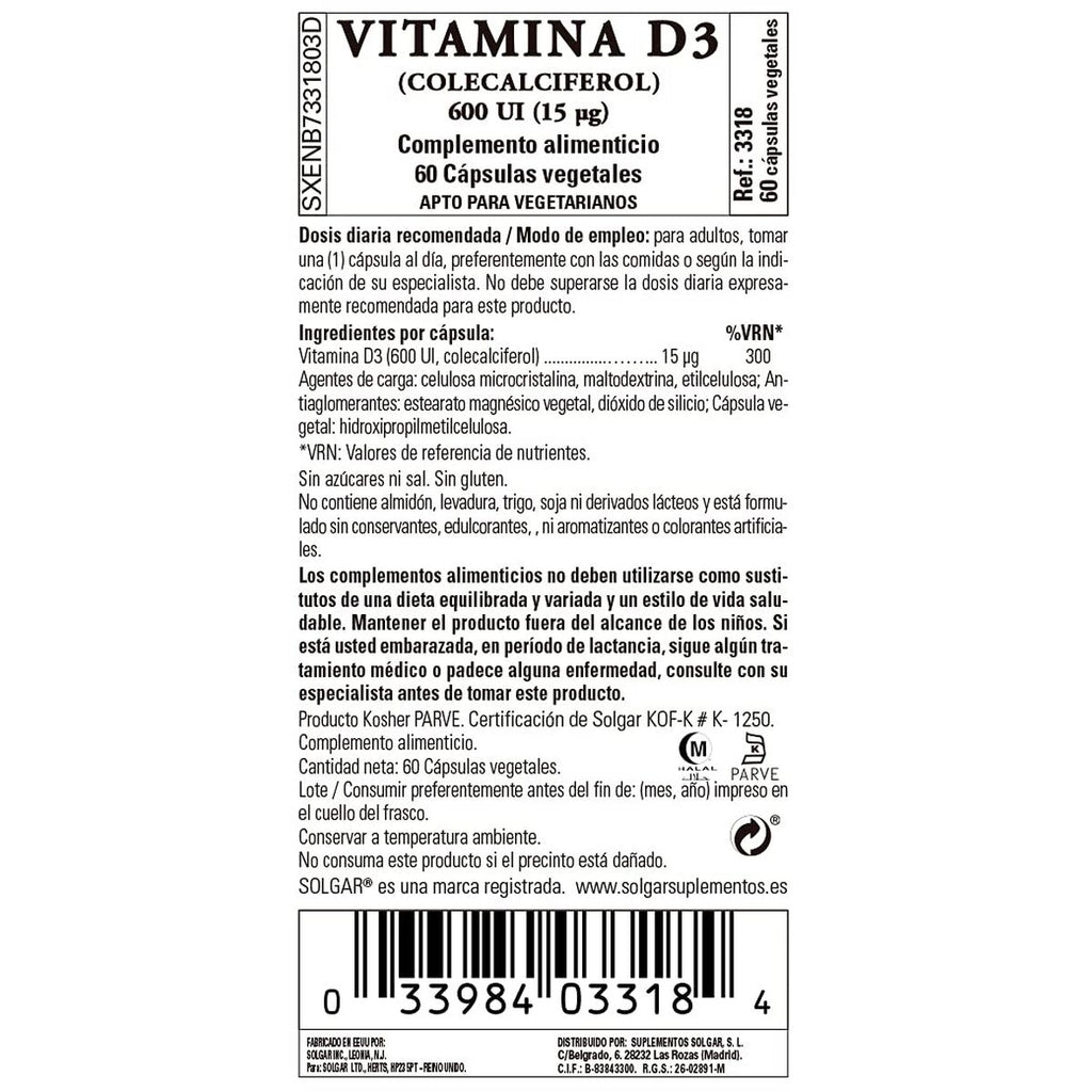 Solgar Vitamin D3 (Cholecalciferol) 600 iu 60 Capsules – Produktansicht 5