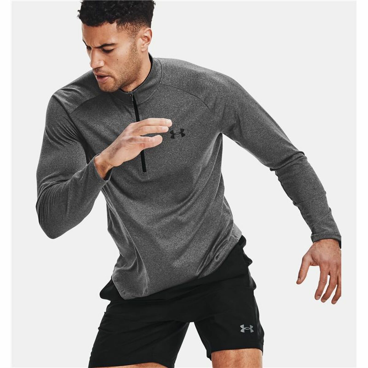 Under Armour Herren Langarm T-Shirt Tech™ ½ Zip Dunkelgrau – Produktansicht 19