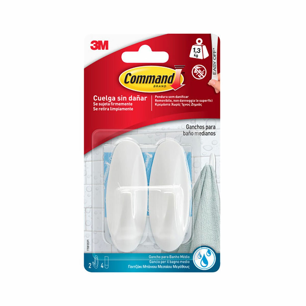 3M Hook für hanging up 1,3 kg Weiß Metall Kunststoff – Produktbild 1