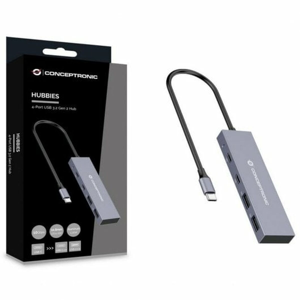 Conceptronic USB USB-Hub HUBBIES13G Grau – Produktansicht 2