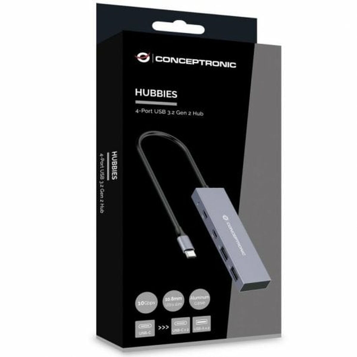 Conceptronic USB USB-Hub HUBBIES13G Grau – Produktansicht 3