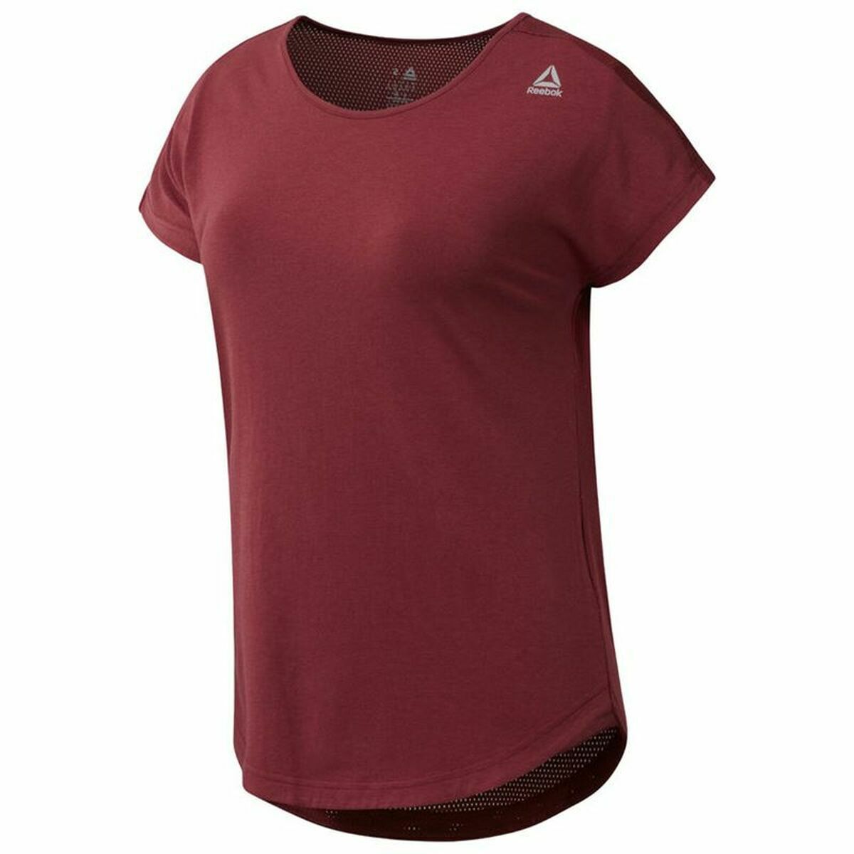 Reebok Damen Kurzarm T-Shirt Work Mesh Dark Rot – Produktansicht 3