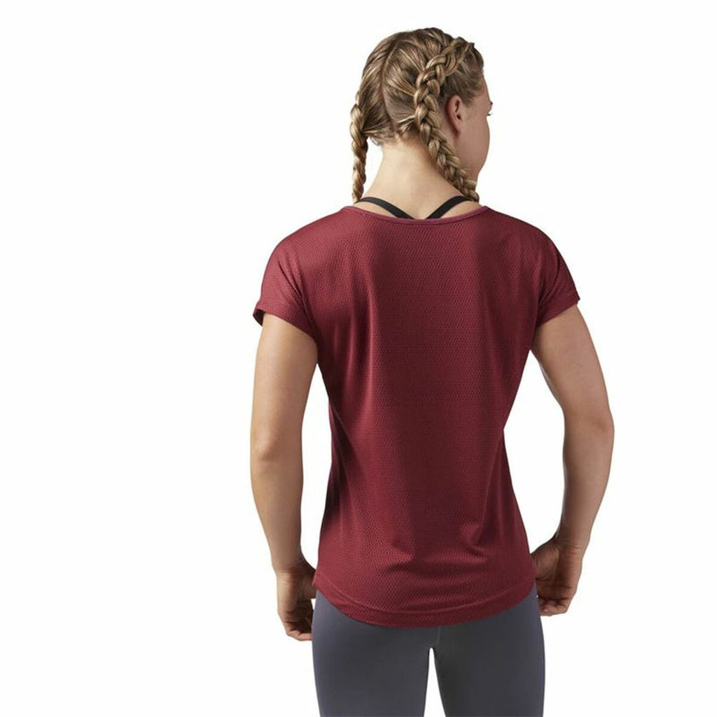 Reebok Damen Kurzarm T-Shirt Work Mesh Dark Rot – Produktansicht 20