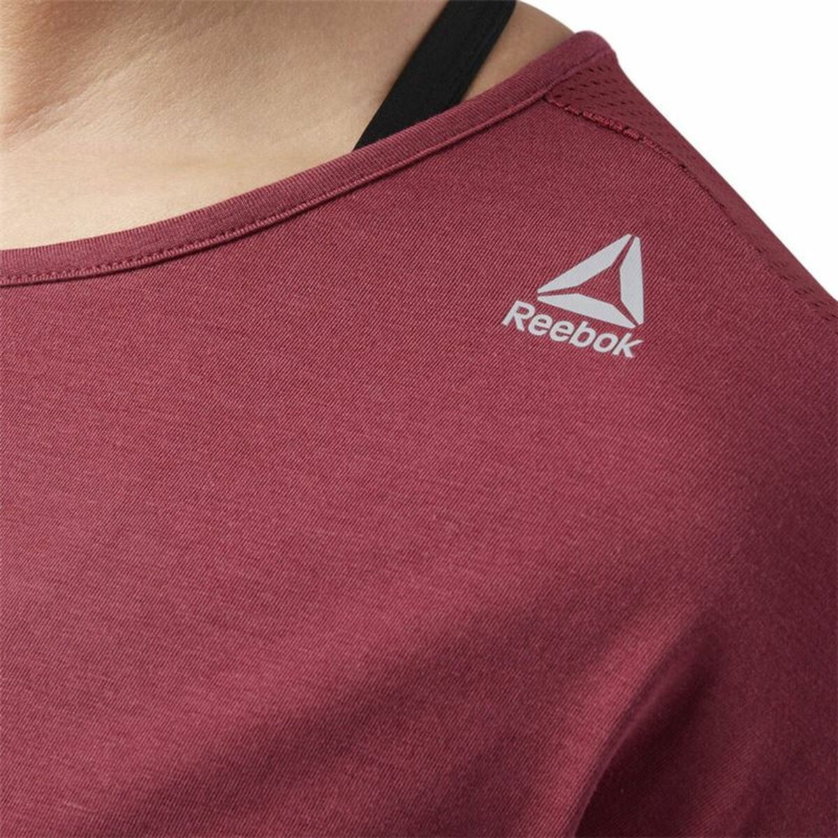 Reebok Damen Kurzarm T-Shirt Work Mesh Dark Rot – Produktansicht 13