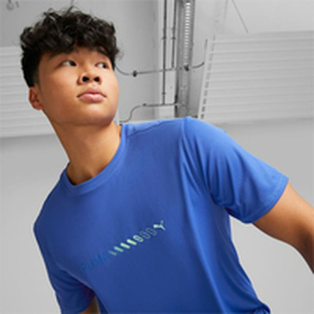 Puma Herren-Kurzarm-T-Shirt Run Favorite Logo Blau