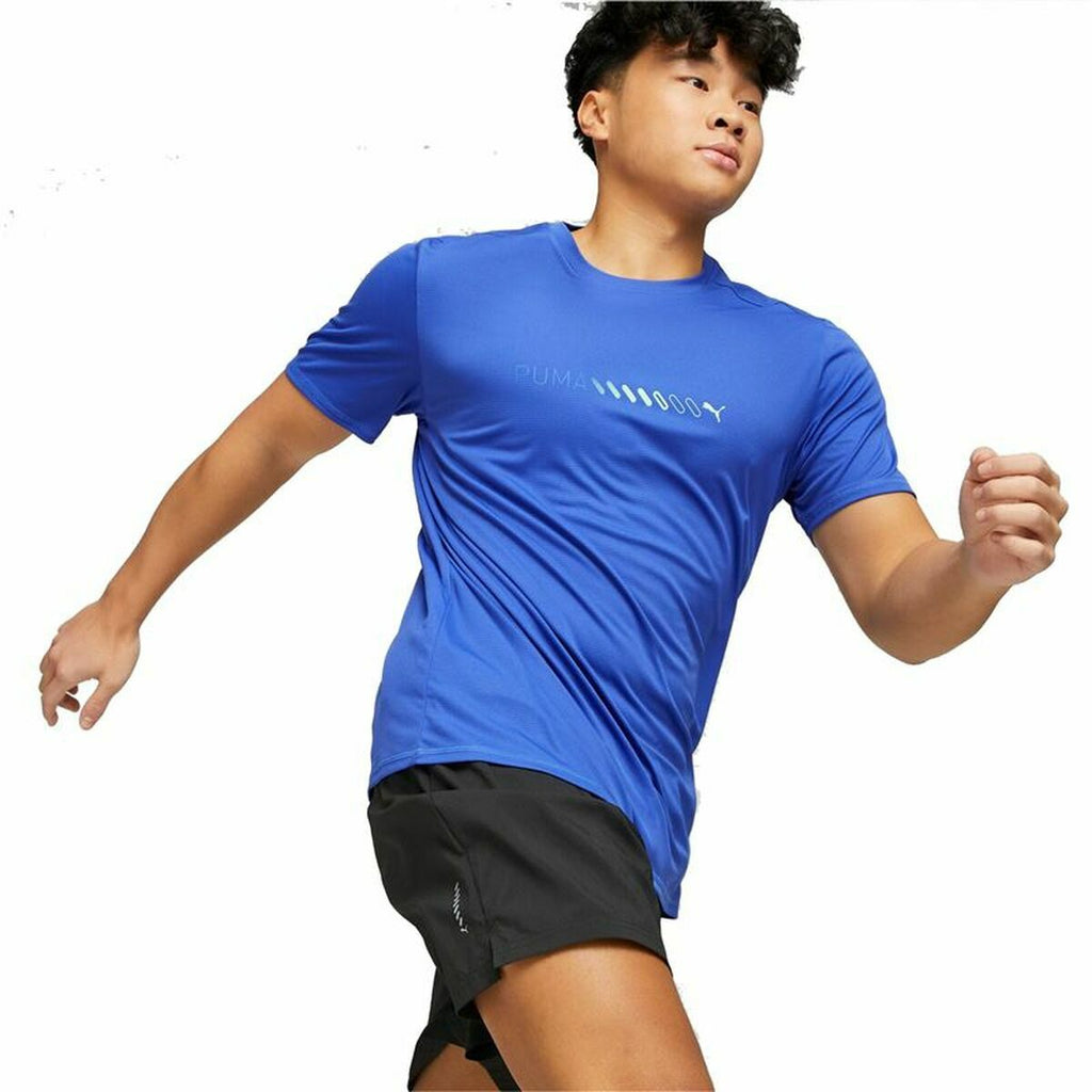 Puma Herren-Kurzarm-T-Shirt Run Favorite Logo Blau