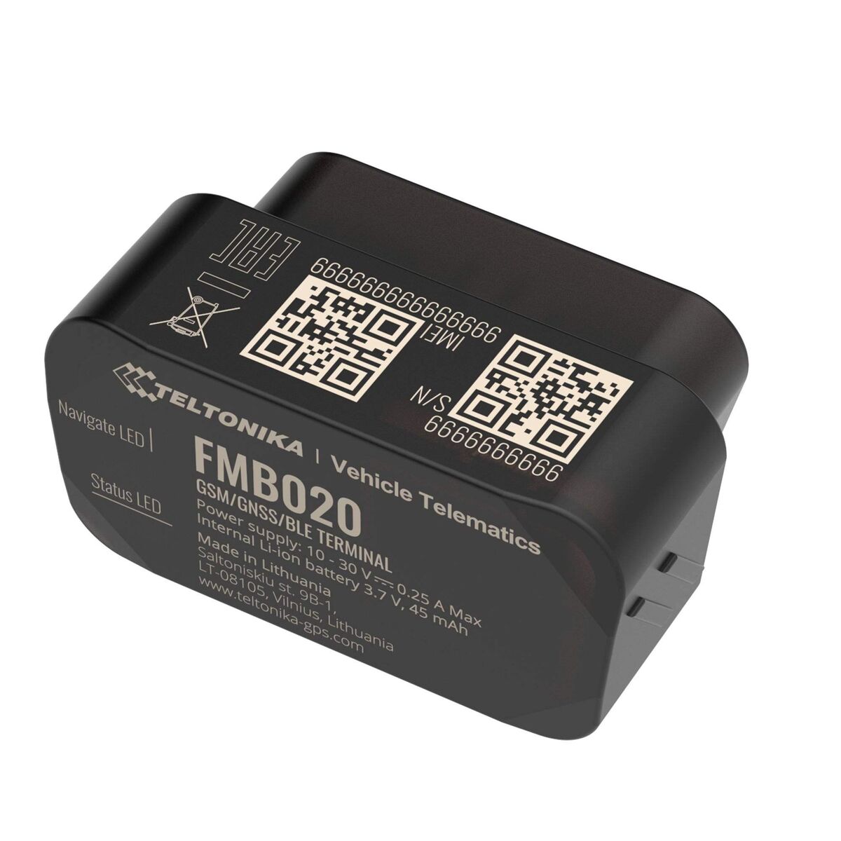 Teltonika GPS-Tracker FMB020 Schwarz – Ansicht 1