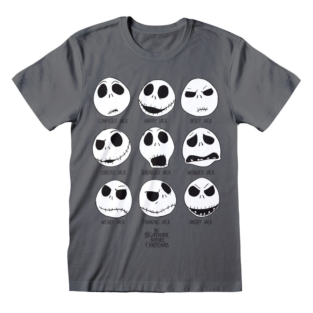 The Nightmare Before Christmas Unisex Kurzarm-T-Shirt Many Faces Dunkelgrau