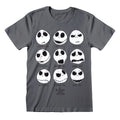 The Nightmare Before Christmas Unisex Kurzarm-T-Shirt Many Faces Dunkelgrau