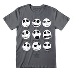 The Nightmare Before Christmas Unisex Kurzarm-T-Shirt Many Faces Dunkelgrau