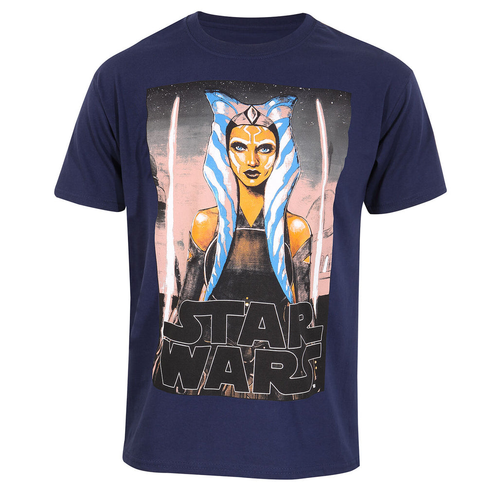 Star Wars Kurzarm-T-Shirt Weiß Blades Blau Unisex