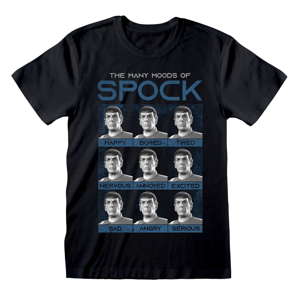 Star Trek Unisex Kurzarm-T-Shirt Many Mood aus Spock Schwarz – XXL