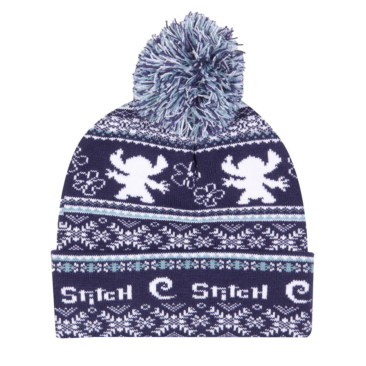 Stitch Hut Fair Isle Pom Beanie Dunkelblau