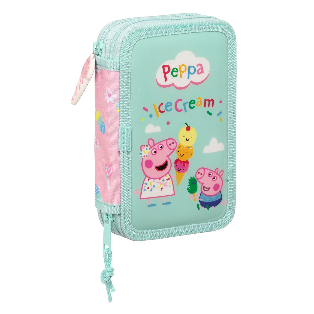 Doppel-Federmäppchen Peppa Pig Ice cream Rosa Mintgrün (28-teilig) – Produktansicht 1