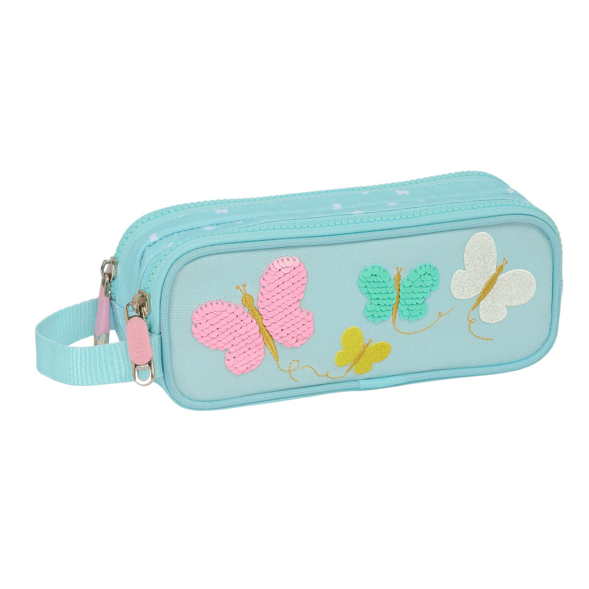 Moos Doppel-Federmäppchen Butterflies Hellblau – Produktansicht 1
