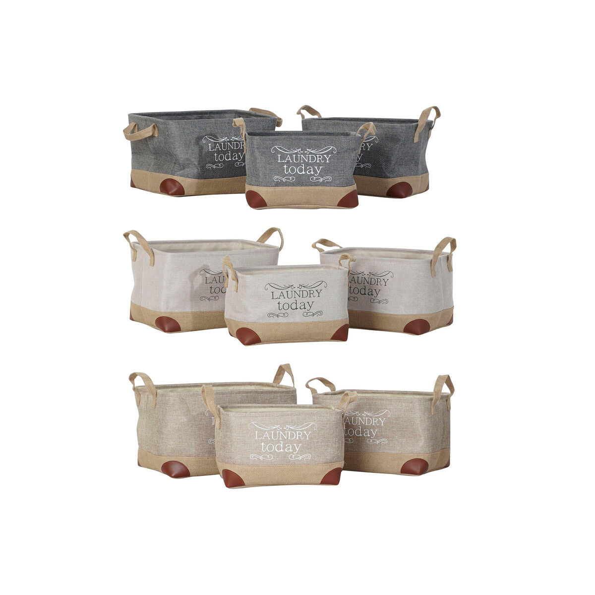 DKD Home Decor Mehrzweckkorb Beige Grau Leicht Braun Holz – Produktansicht 1