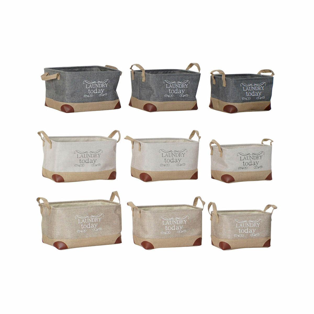 DKD Home Decor Mehrzweckkorb Beige Grau Leicht Braun Holz – Produktansicht 4