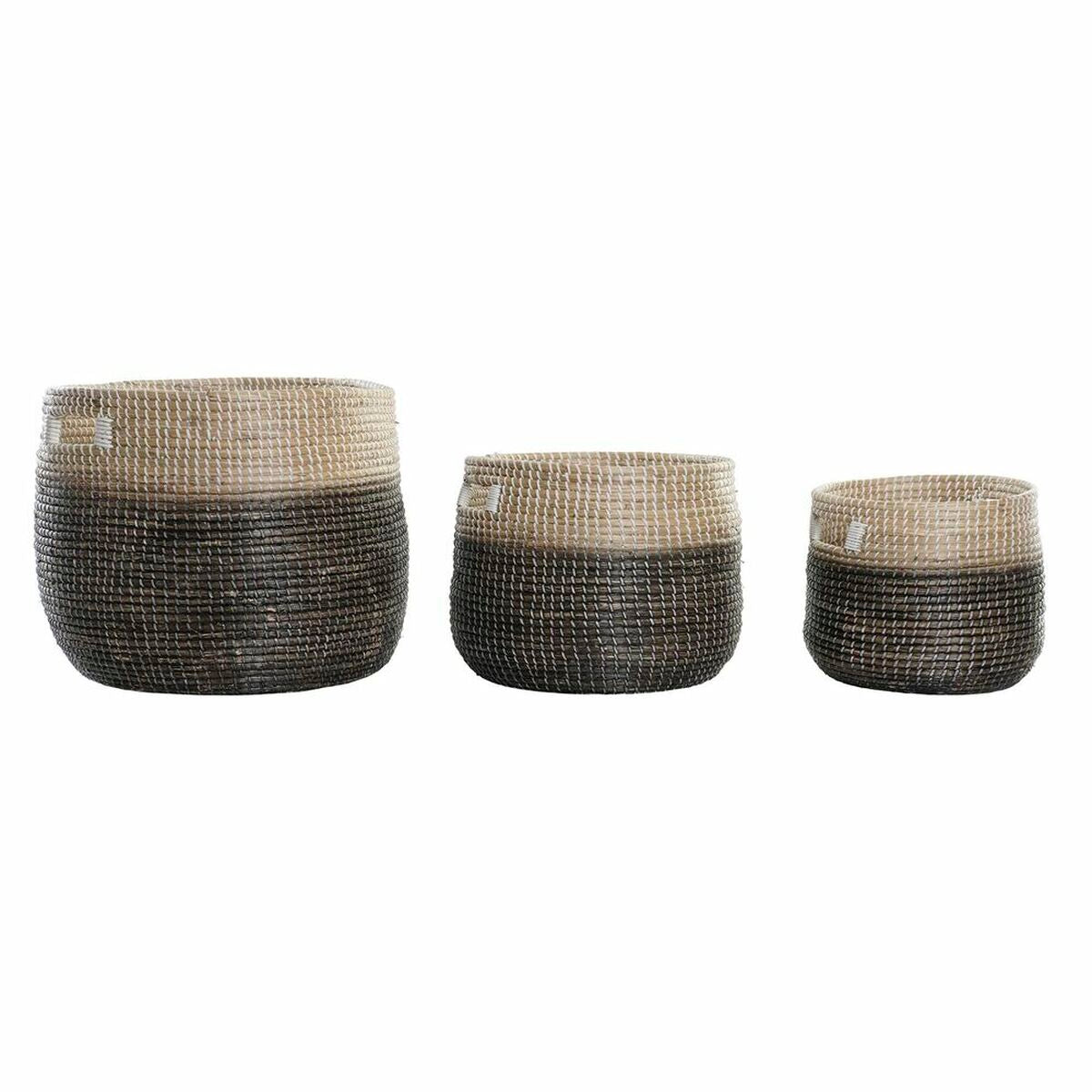 DKD Home Decor Korb-Set Grau Natural Seagrass – Produktansicht 1