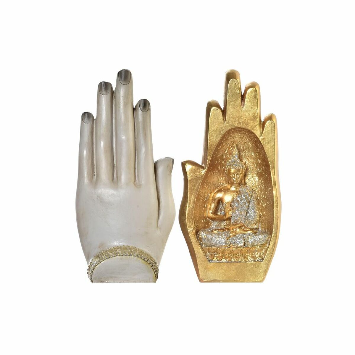 DKD Home Decor Dekofigur Grau Gold Buddha Kunstharz – Produktansicht 2