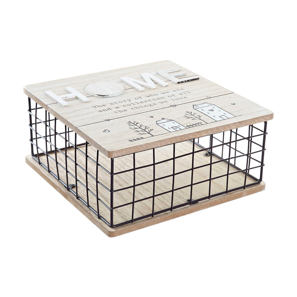DKD Home Decor Dekorativ box Schwarz Natural Metall MDF Holz – Produktansicht 1