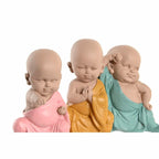 DKD Home Decor Dekofigur Blau Rosa Gelb Kunstharz Monk – Produktansicht 3