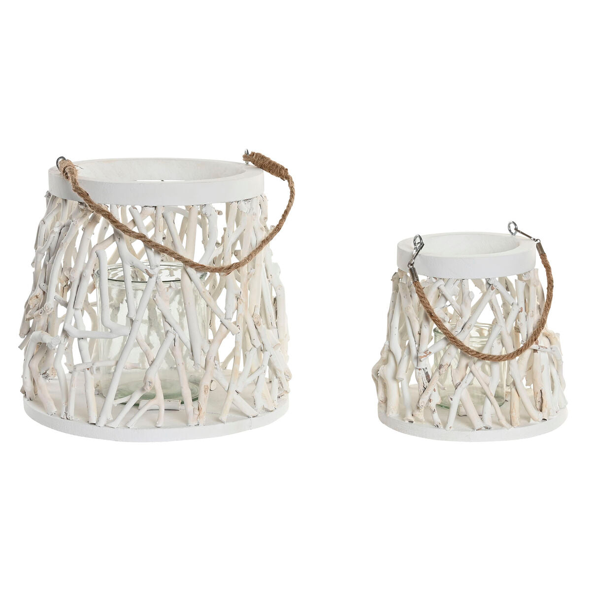Home ESPRIT Kerzenhalter Weiß Holz Crystal – Produktansicht 1