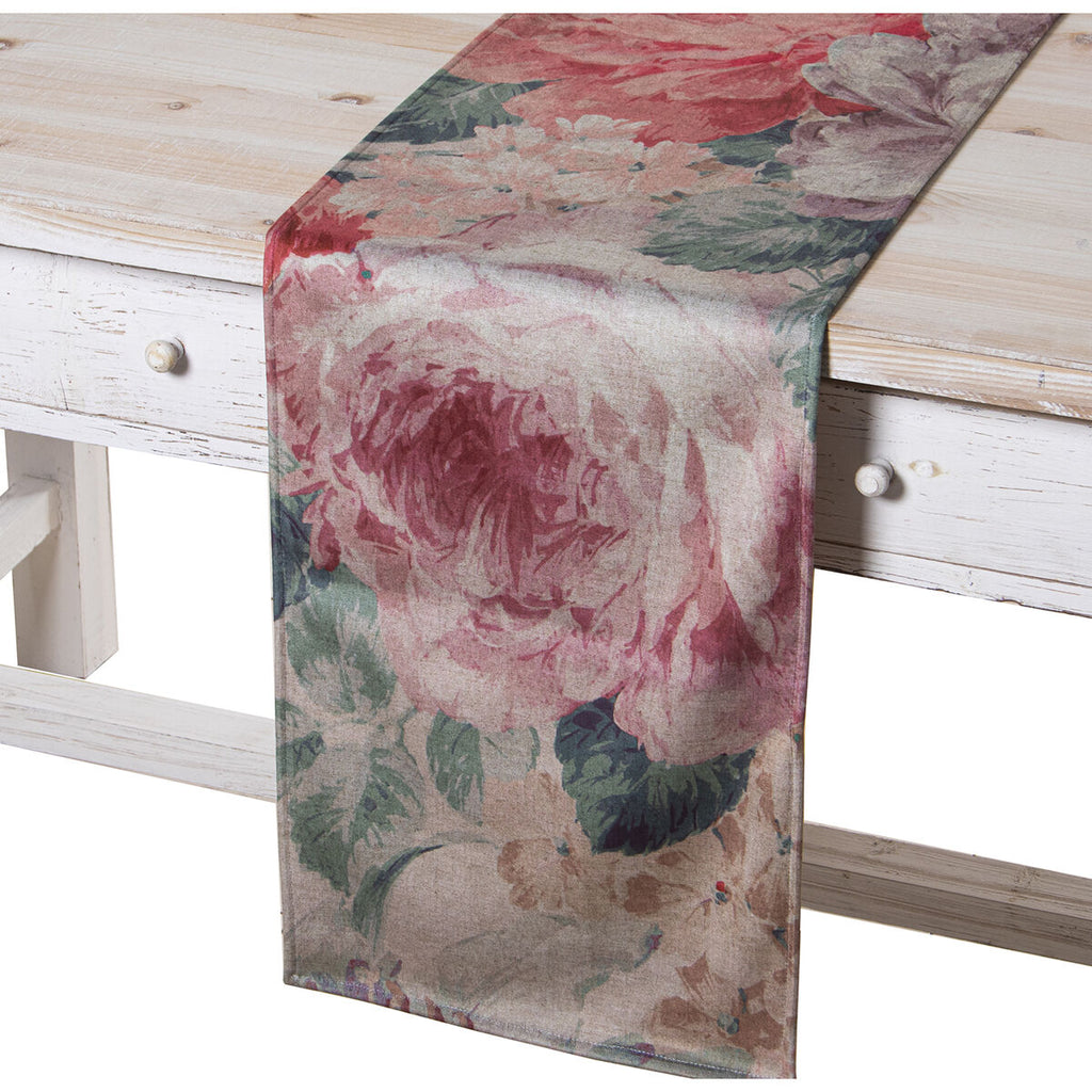 Alexandra House Living Tischläufer Rosa Textil Velvet Floral – Produktansicht 2