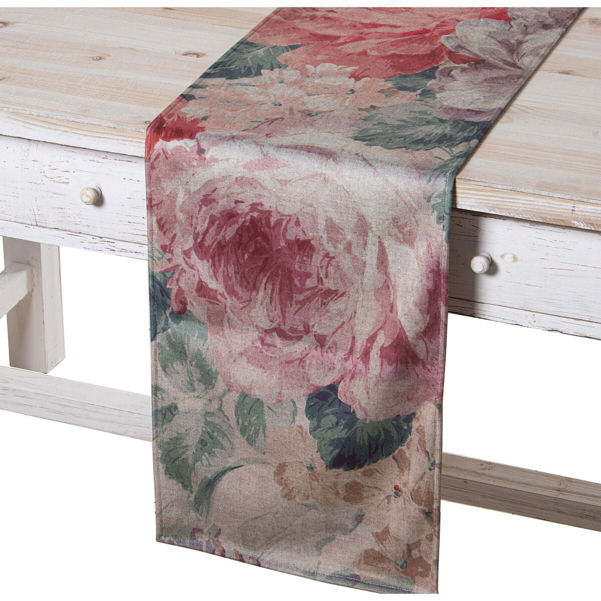 Alexandra House Living Tischläufer Rosa Textil Velvet Floral – Produktansicht 2