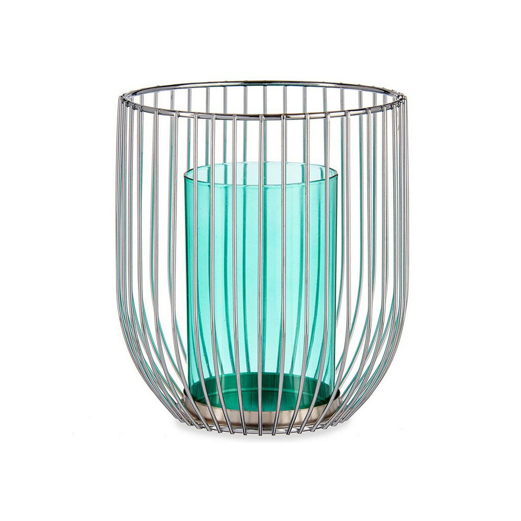 Gift Decor Kerzenhalter Blau Silber Metall Glas Cage – Produktansicht 1