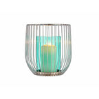 Gift Decor Kerzenhalter Blau Silber Metall Glas Cage – Produktansicht 3