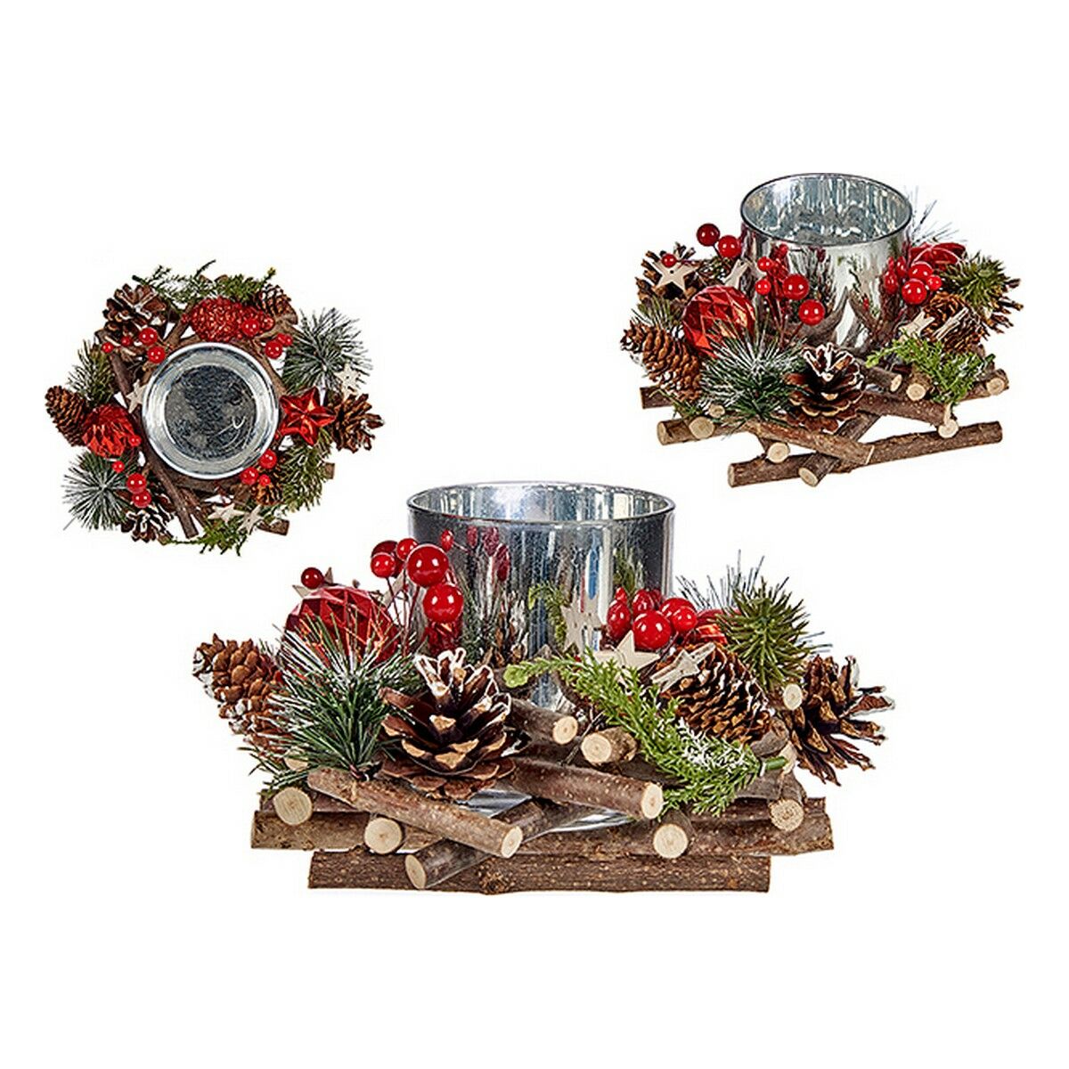 Krist+ Weihnachtskerze Halter Rot Grün Silber Natural – Produktansicht 2