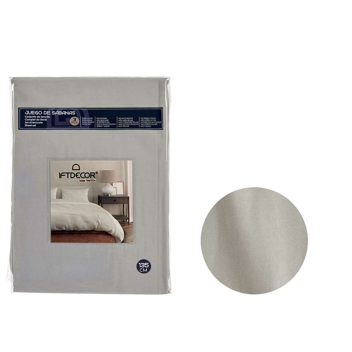 Gift Decor Bettwäsche-Set Grau Double – Produktansicht 1