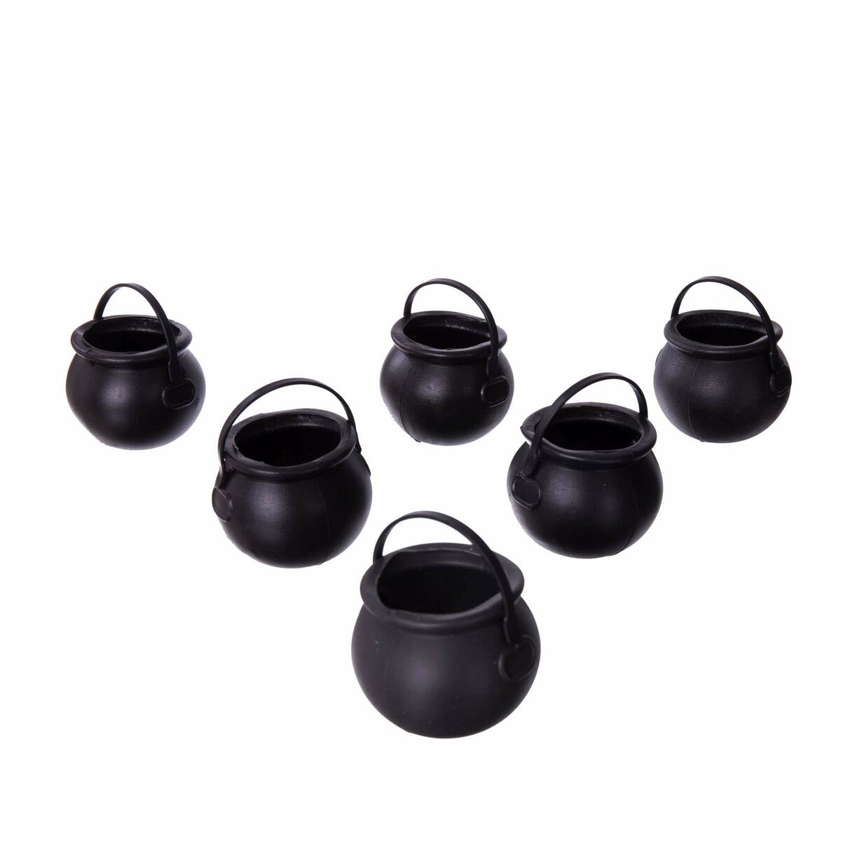 My Other Me Halloween-Dekoration Mini Cauldrons Schwarz mit handles (6 uds) – Produktansicht 1