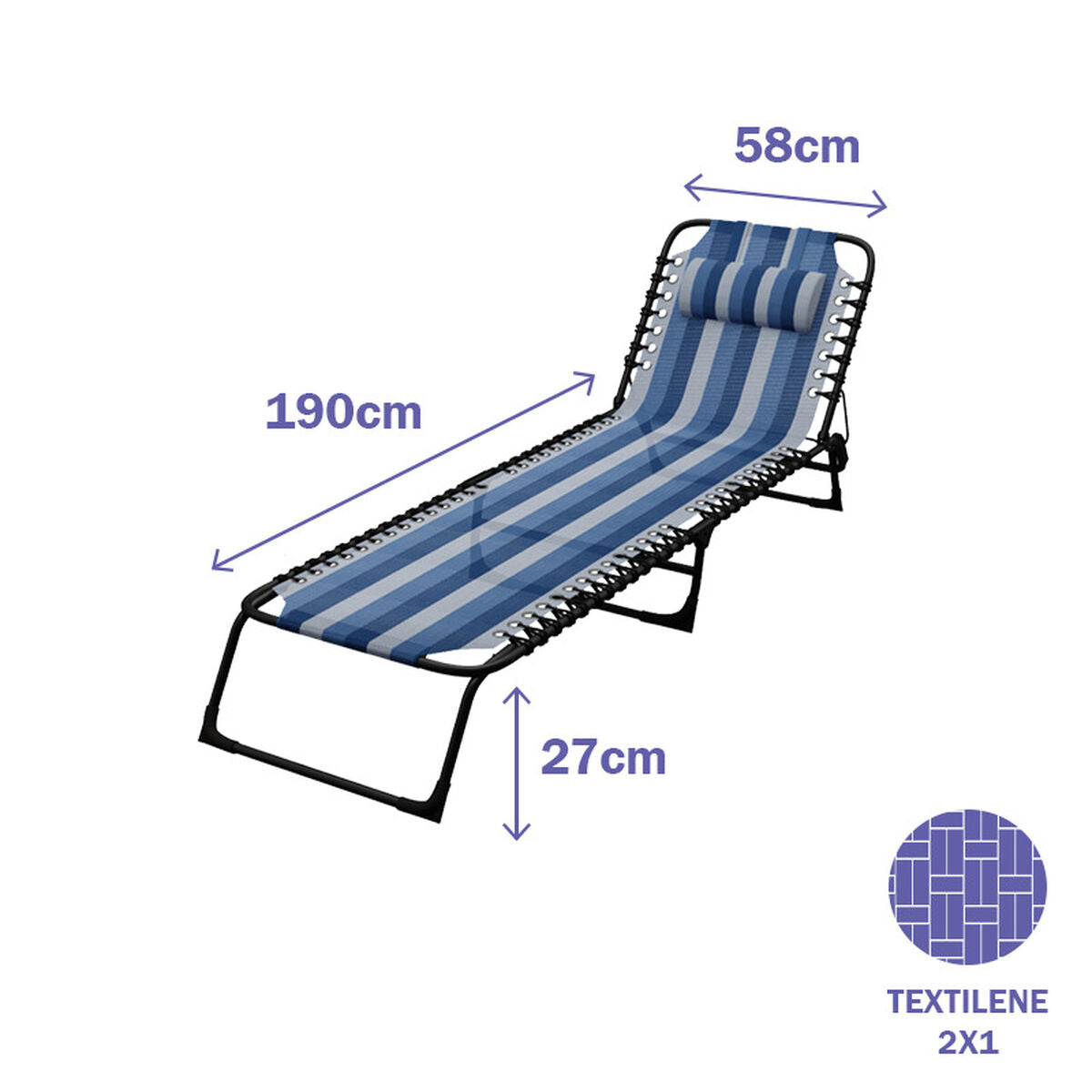 Marbueno Sonnenliege Blau – Produktansicht 2
