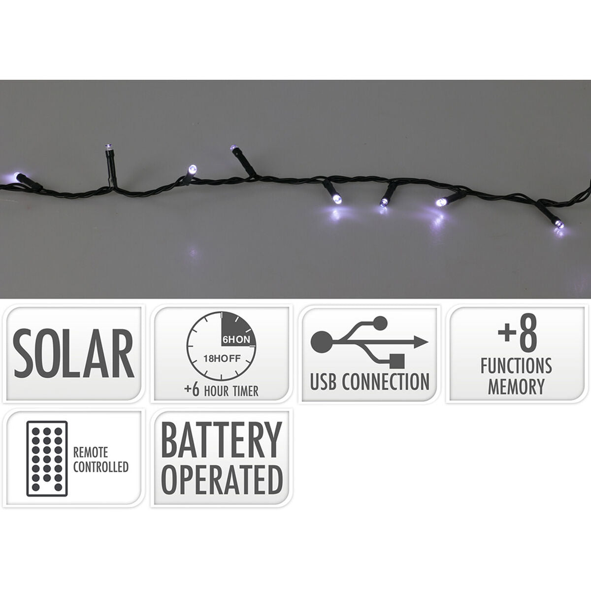 Lifetime Kranz aus LED Lights Cool Weiß 10 m Solar – Produktansicht 2