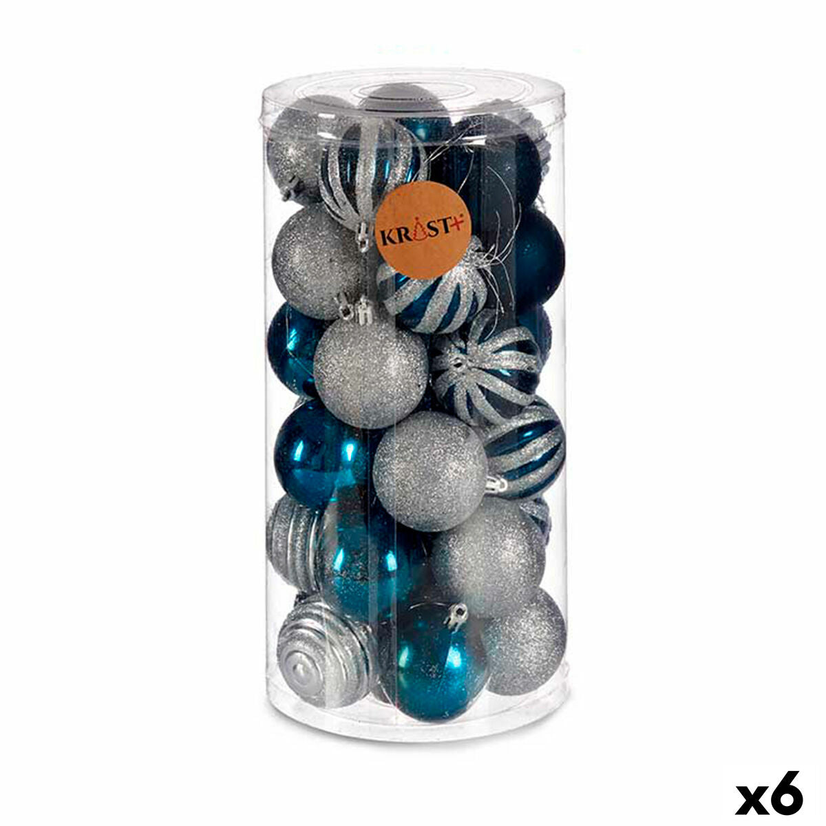 Krist+ Weihnachtskugel-Set HM20087-061/003 Blau Silber Kunststoff Ø 6 cm – Produktansicht 1