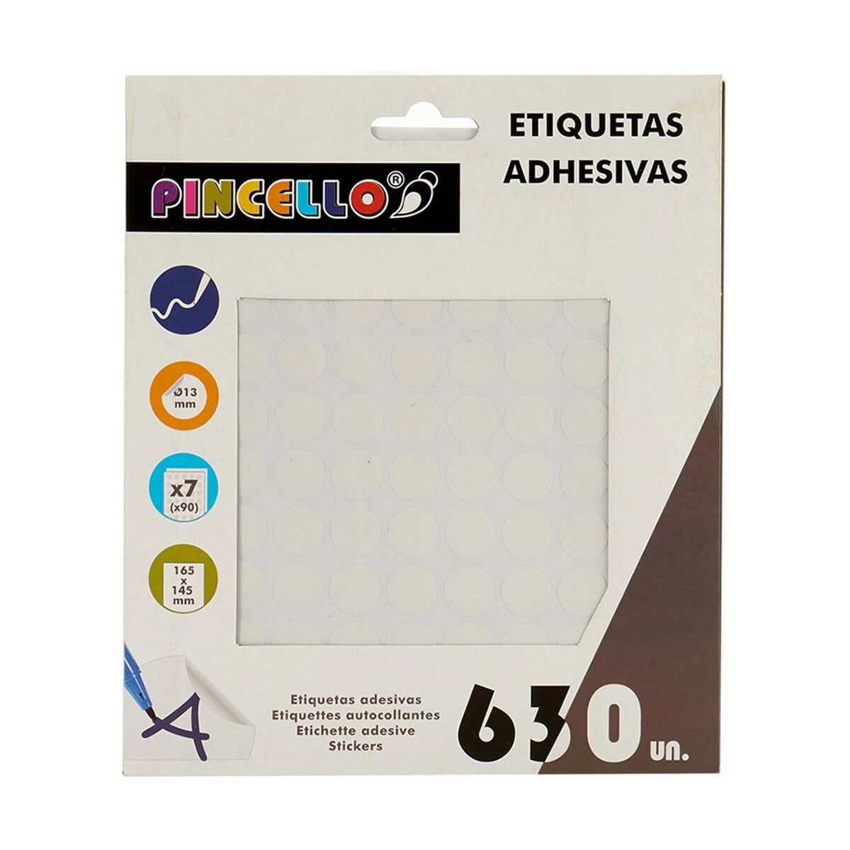 Pincello Klebeetiketten Weiß Ø 13 mm – Produktansicht 2