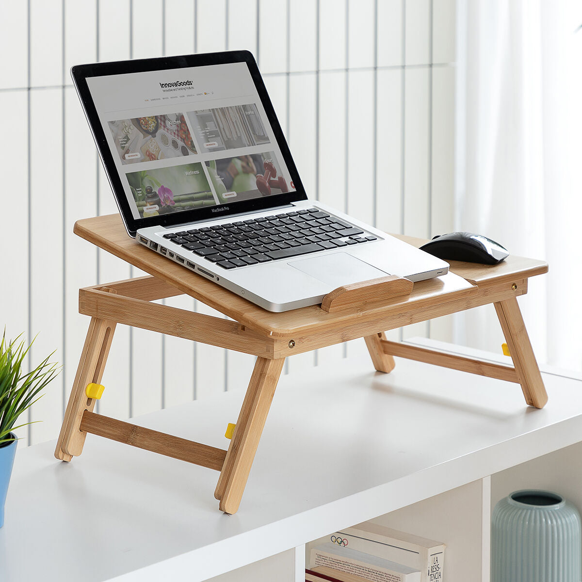 InnovaGoods Bamboo Klappbar Beistelltisch Lapwood – Ansicht 5
