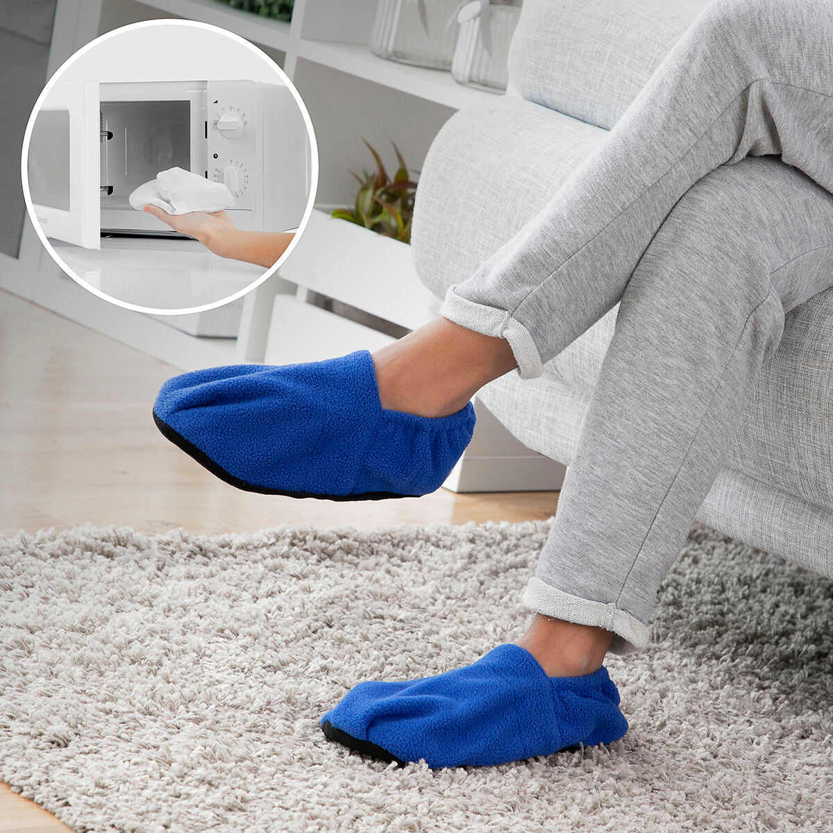 InnovaGoods Microwavable Heated Slippers Blau – Produktansicht 1