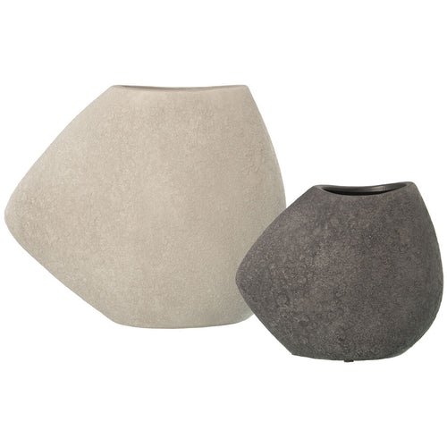 Alexandra House Living 2er-Vasen-Set Weiß Grau Keramik – Produktbild 1