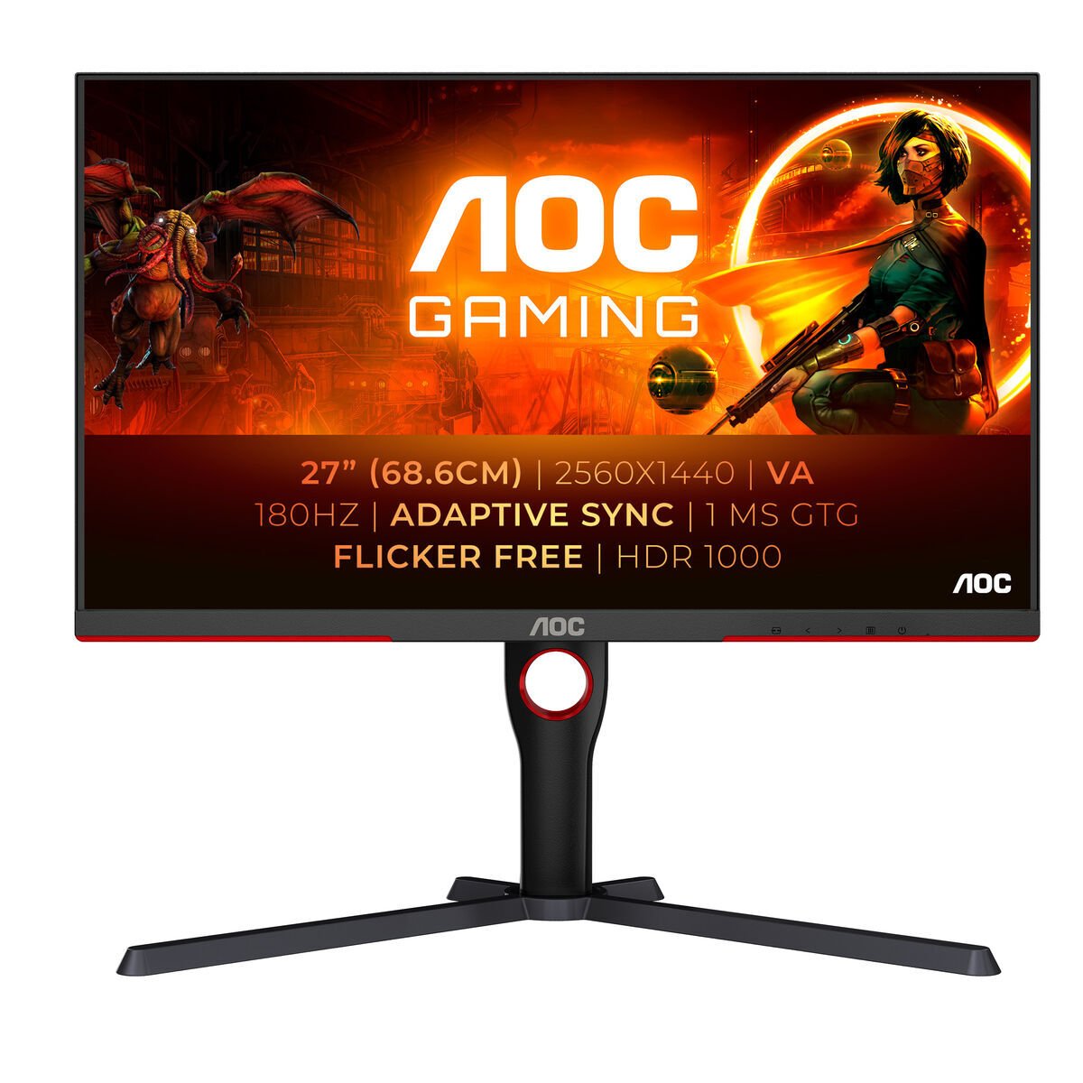 AOC Gaming-Monitor Q27G3XMN/BK 2K 27" 180 Hz – Produktbild 1