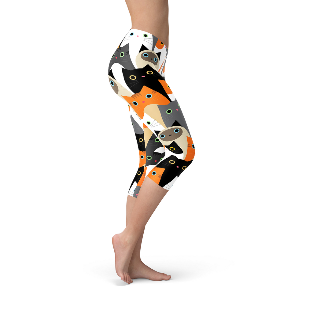 All Over Print Cats Women's Capri Leggings - product image 2