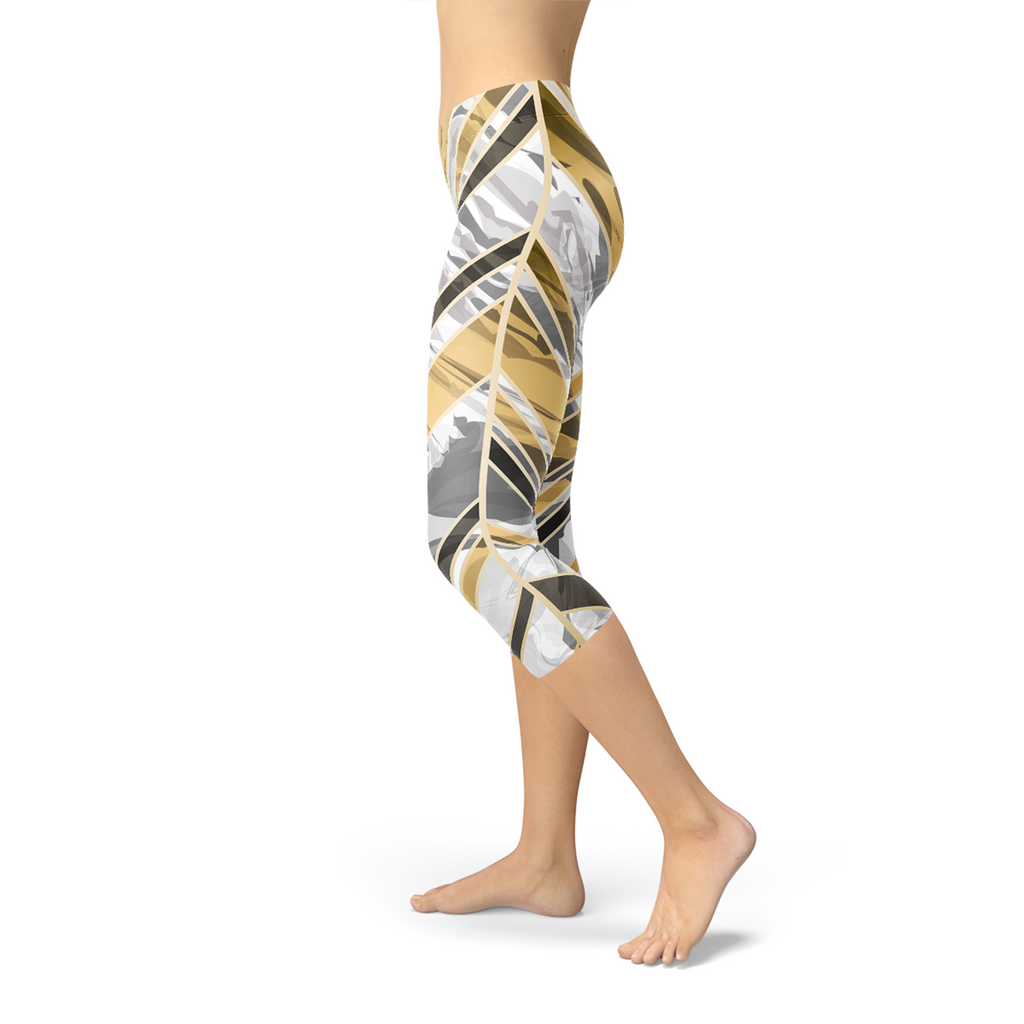 Marble W Lines Women's Capri Leggings - Black - product image 5