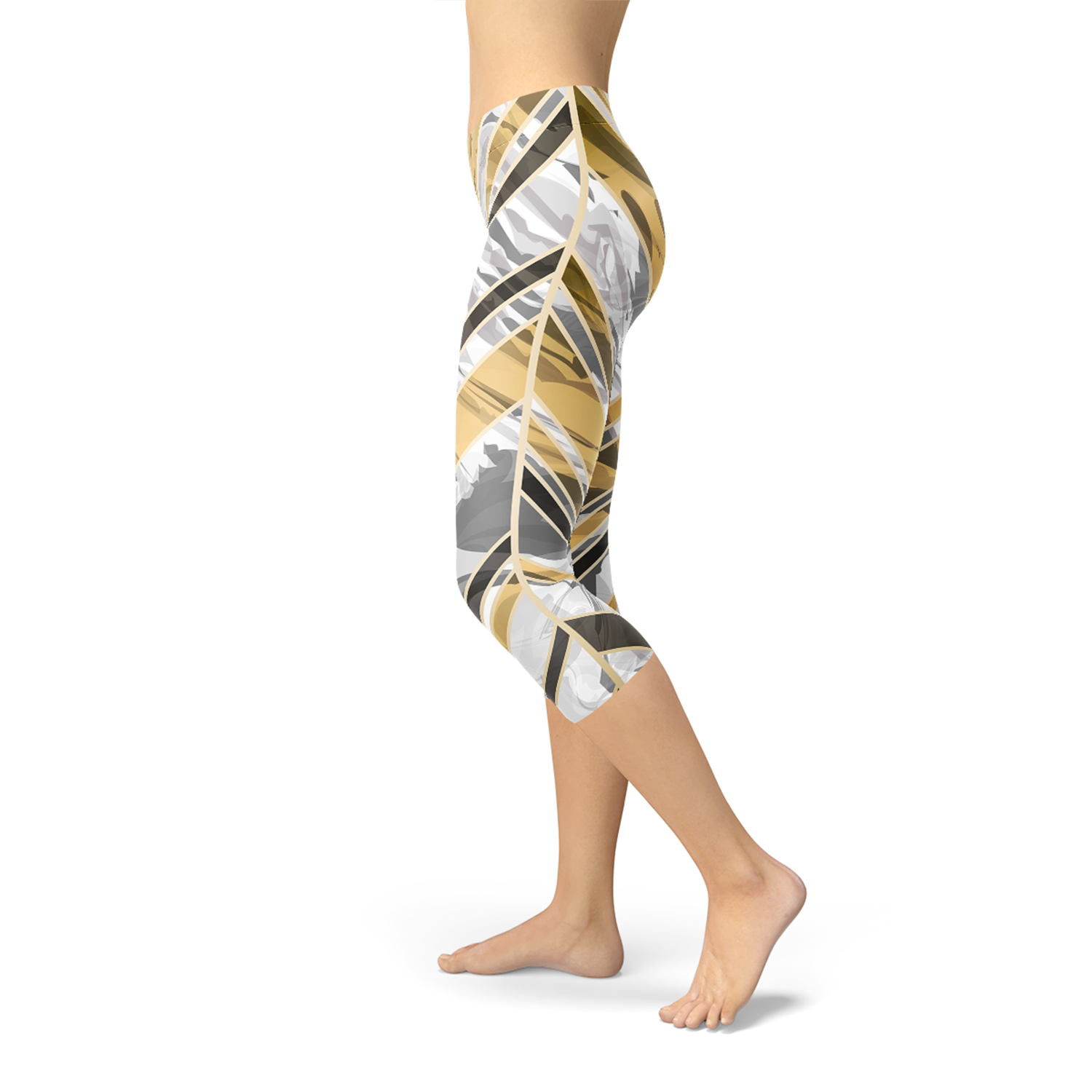 Marble W Lines Women's Capri Leggings - Black - product image 5