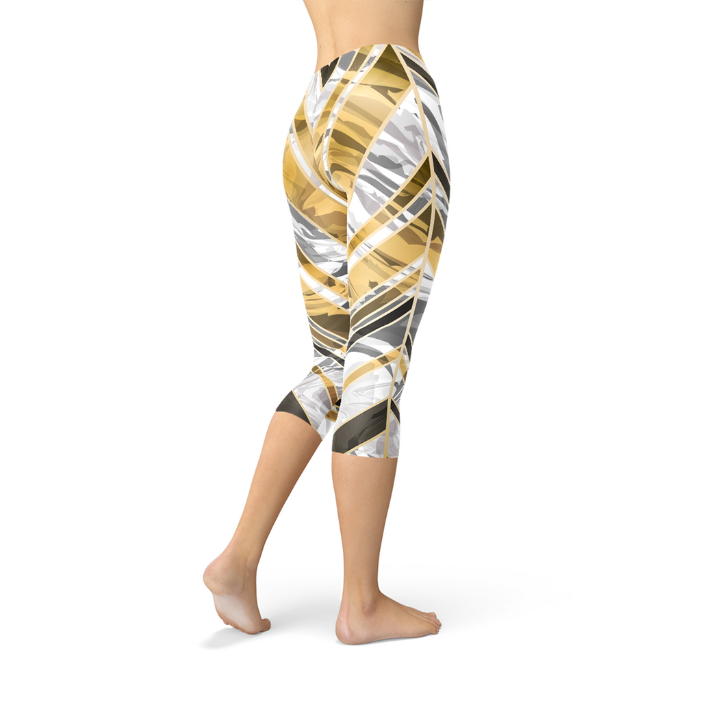 Marble W Lines Women's Capri Leggings - Black - product image 3
