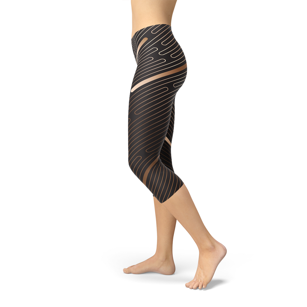 Striped Lines Women's Capri Leggings - Brown - product image 5