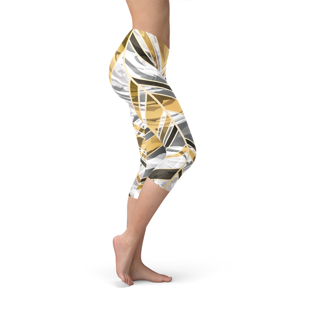Marble W Lines Women's Capri Leggings - Black - product image 2