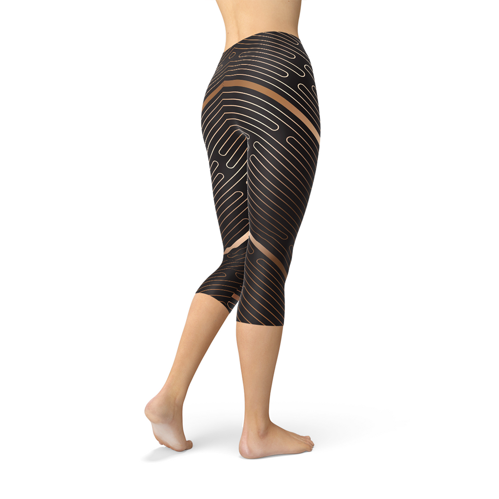 Striped Lines Women's Capri Leggings - Brown - product image 3