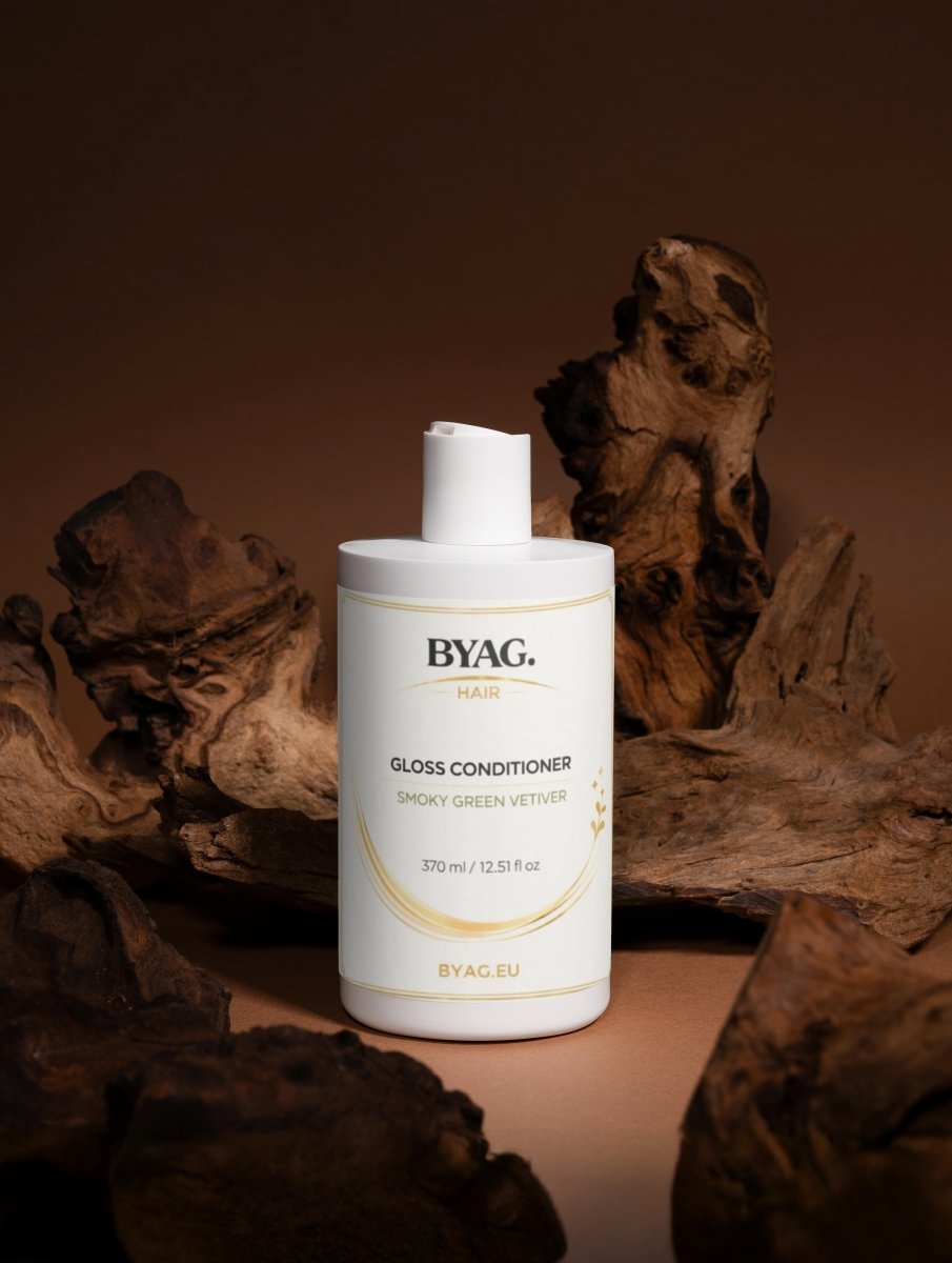 BYAG gloss hair conditioner smoky green vetiver