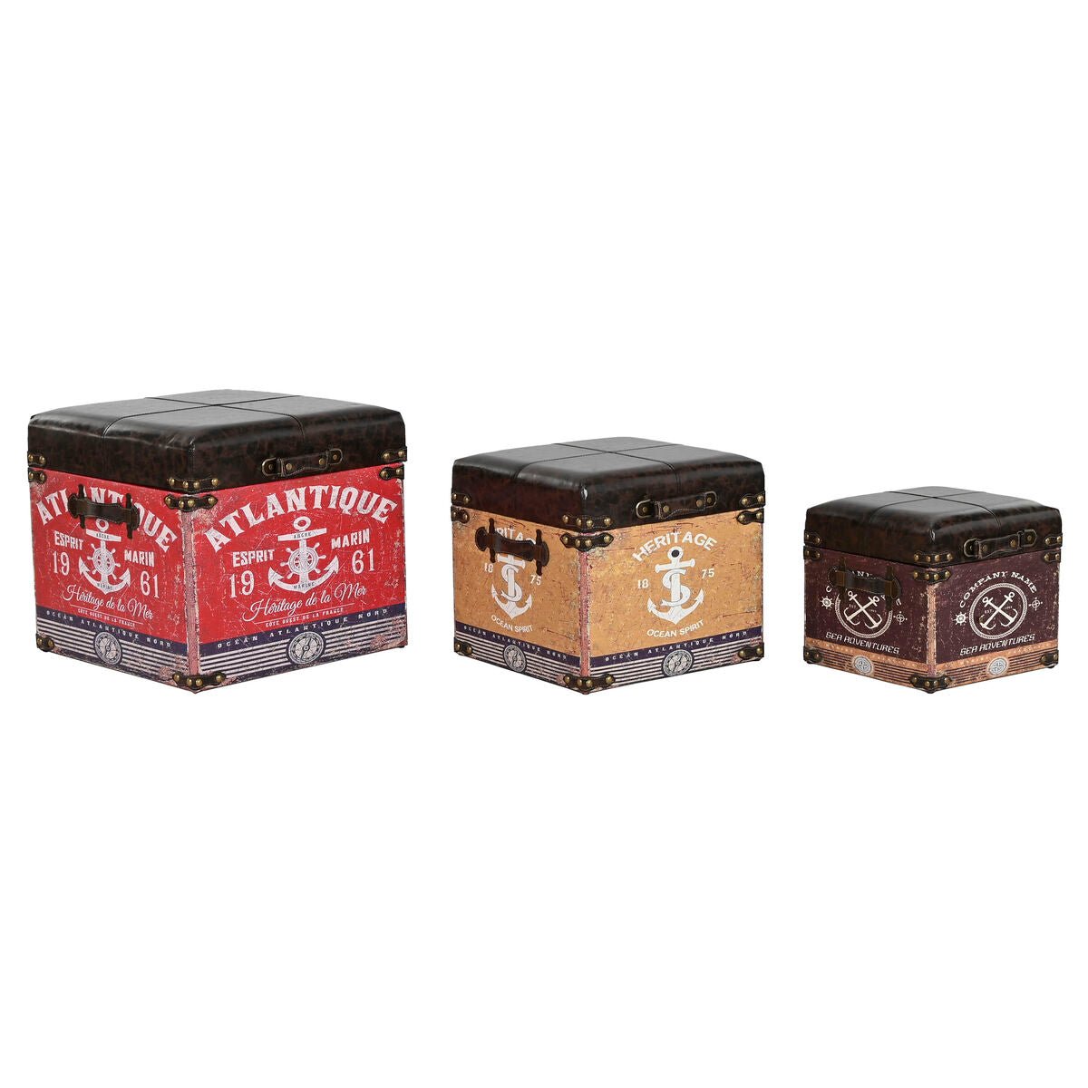 Home ESPRIT Dekoboxen-Set Braun Mehrfarbig Polyurethane Holz Vintage – Produktbild 1
